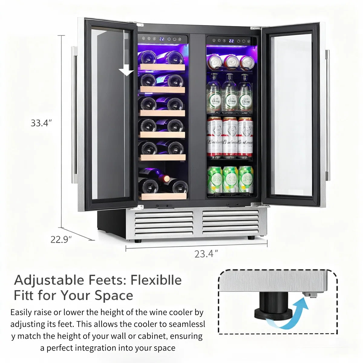 Antarctic Star Dual Zone 23.44'' 39 Bottle and 132 Can Wine & Beverage Refrigerator