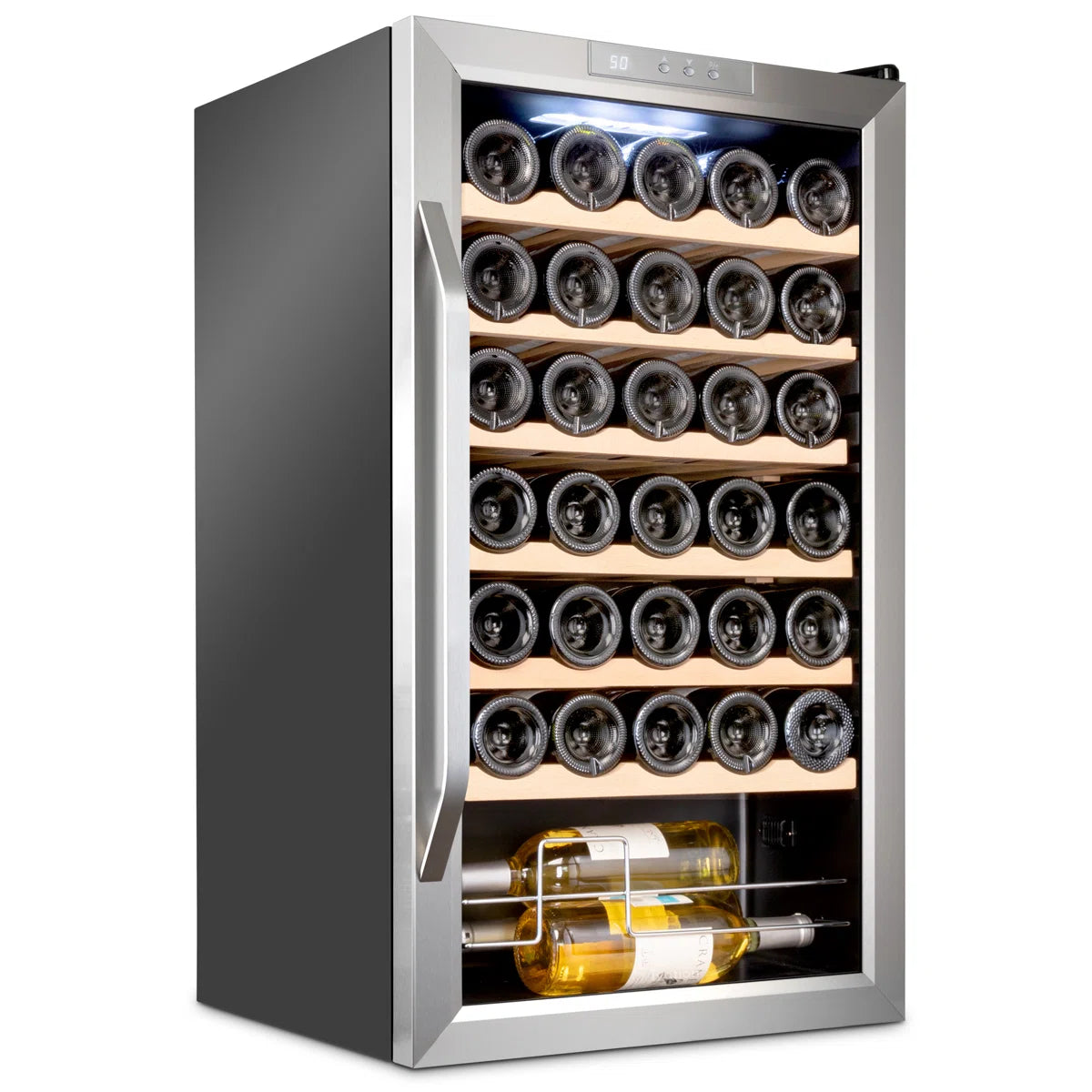 Ivation Single Zone 18.7'' Freestanding 34 Bottle Wine Refrigerator