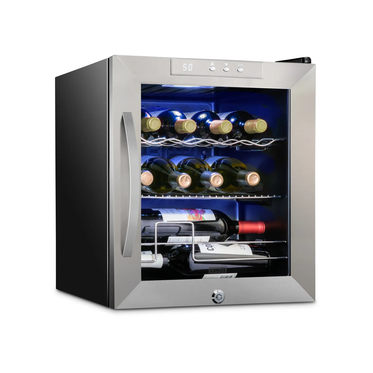 Schmécké 12 Bottle Compressor Wine Cooler Refrigerator w/Lock - Large Freestanding Wine Cellar