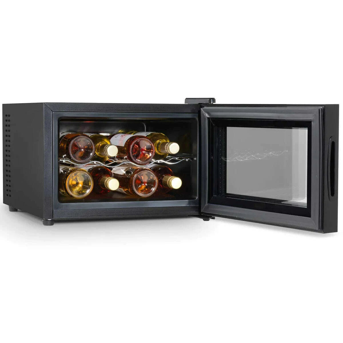 Sleek Baridi 8-bottle wine cooler with digital controls and UV-protective glass door.