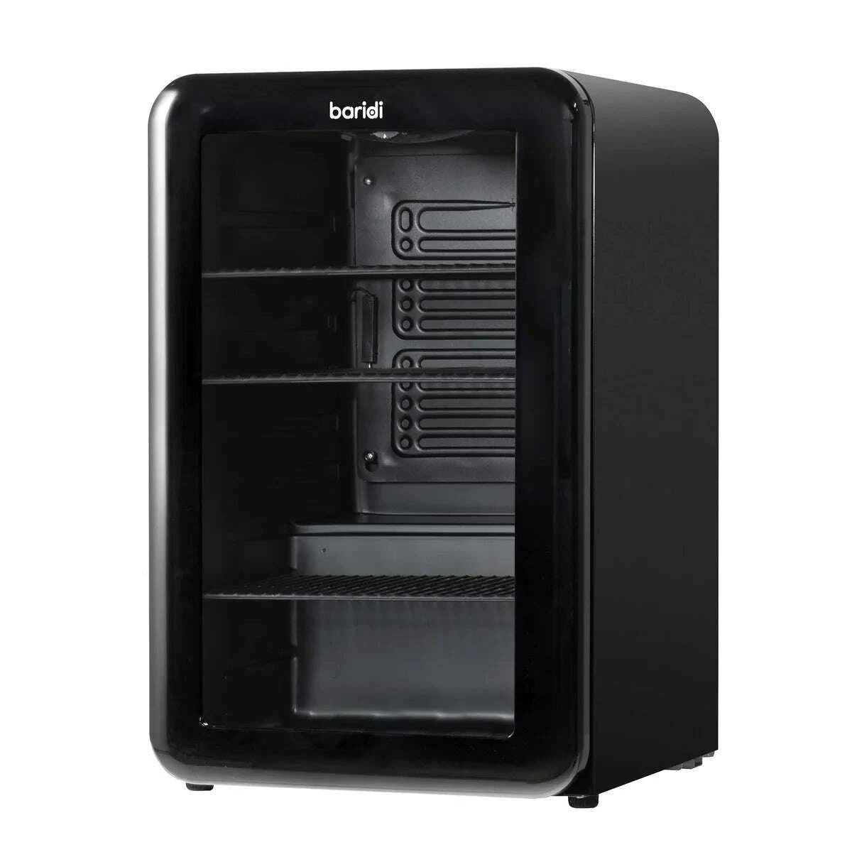 Vintage-style Baridi 70L drinks fridge with retro design and energy-efficient cooling.