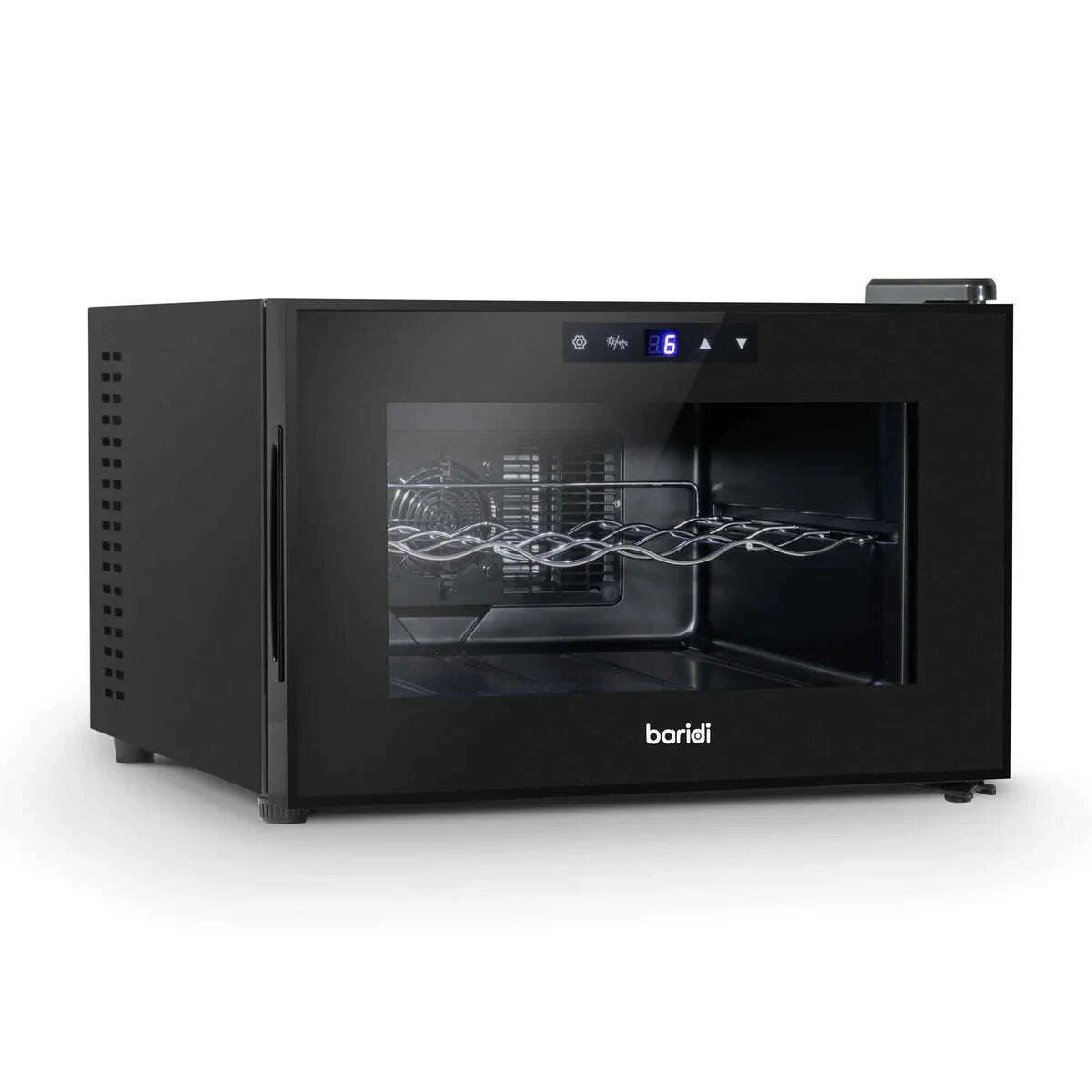 Baridi 8-bottle wine cooler, sleek design, digital touch control, compact, with glass door.