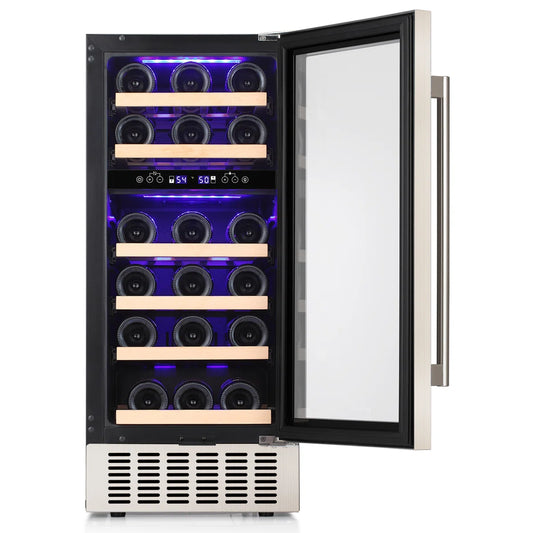 15'' 28 Bottle and 66 Can Freestanding/Built-In Dual Zone Wine Refrigerator & Beverage Cooler