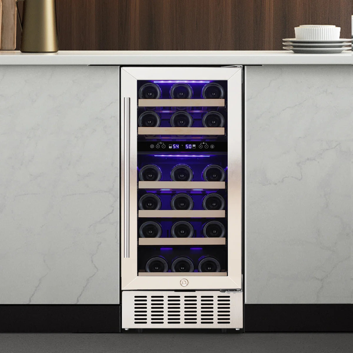 15'' 28 Bottle and 66 Can Freestanding/Built-In Dual Zone Wine Refrigerator & Beverage Cooler