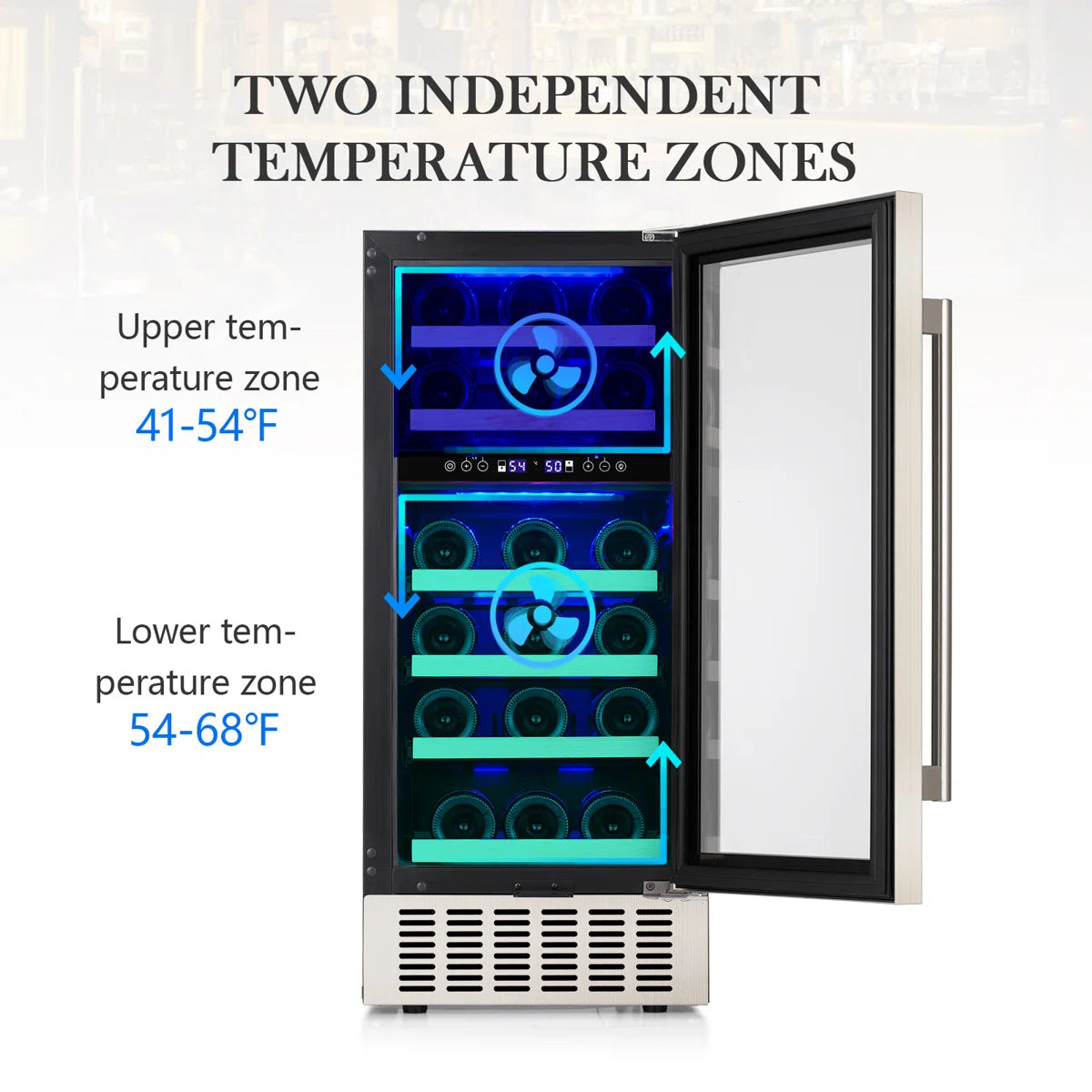 15'' 28 Bottle and 66 Can Freestanding/Built-In Dual Zone Wine Refrigerator & Beverage Cooler