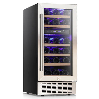 15'' 28 Bottle and 66 Can Freestanding/Built-In Dual Zone Wine Refrigerator & Beverage Cooler