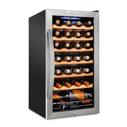 Schmécké 28 Bottle Compressor Wine Cooler Refrigerator w/Lock - Large Freestanding Wine Cellar