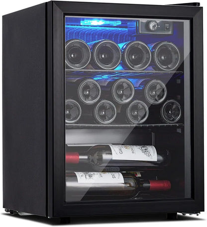 16/24 Bottle Wine Cooler with Digital Control & Blue LED Light for Red White Wine Champagne Beer