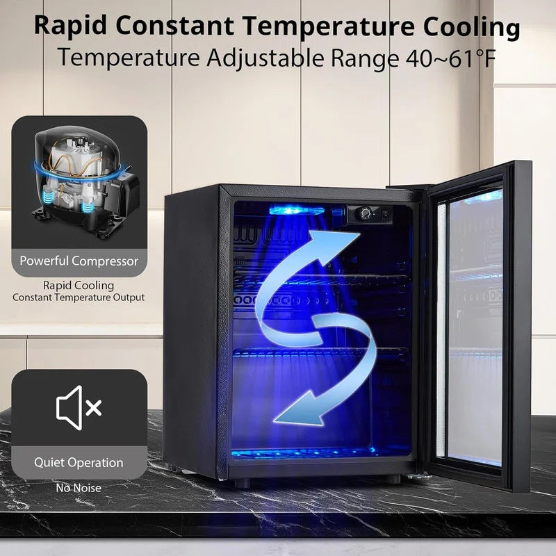 16/24 Bottle Wine Cooler with Digital Control & Blue LED Light for Red White Wine Champagne Beer