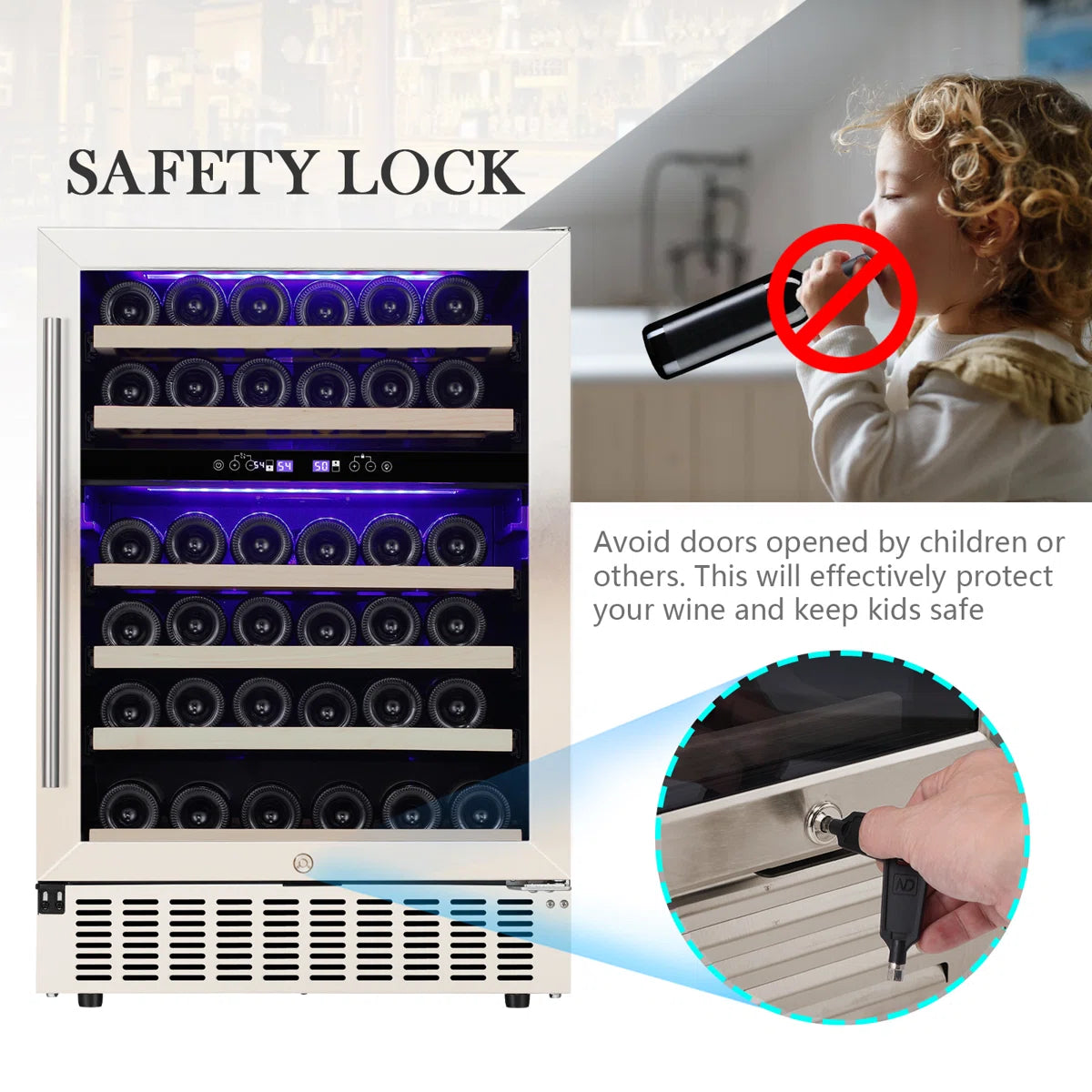 23.4'' 46 Bottle Dual Zone Freestanding/Built-In Wine Fridge & Beverage Cooler