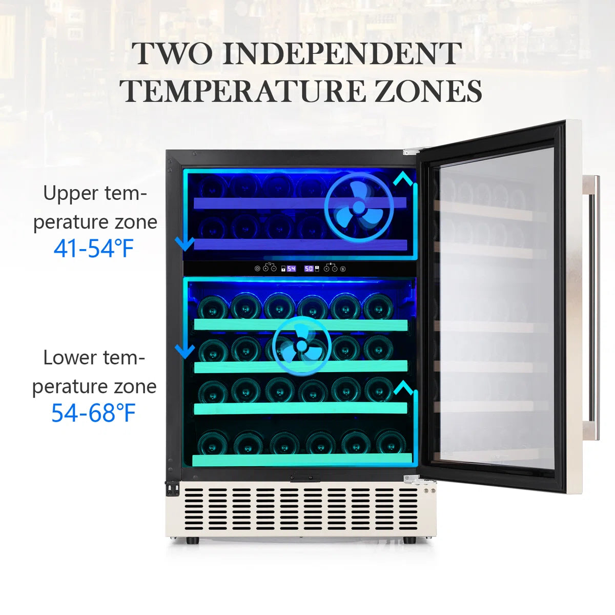 23.4'' 46 Bottle Dual Zone Freestanding/Built-In Wine Fridge & Beverage Cooler