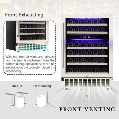 23.4'' 46 Bottle Dual Zone Freestanding/Built-In Wine Fridge & Beverage Cooler