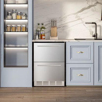 23.4” 5.0 Cu.Ft. Under Counter Stainless Beverage Refrigerator Built-in Or Freestanding.