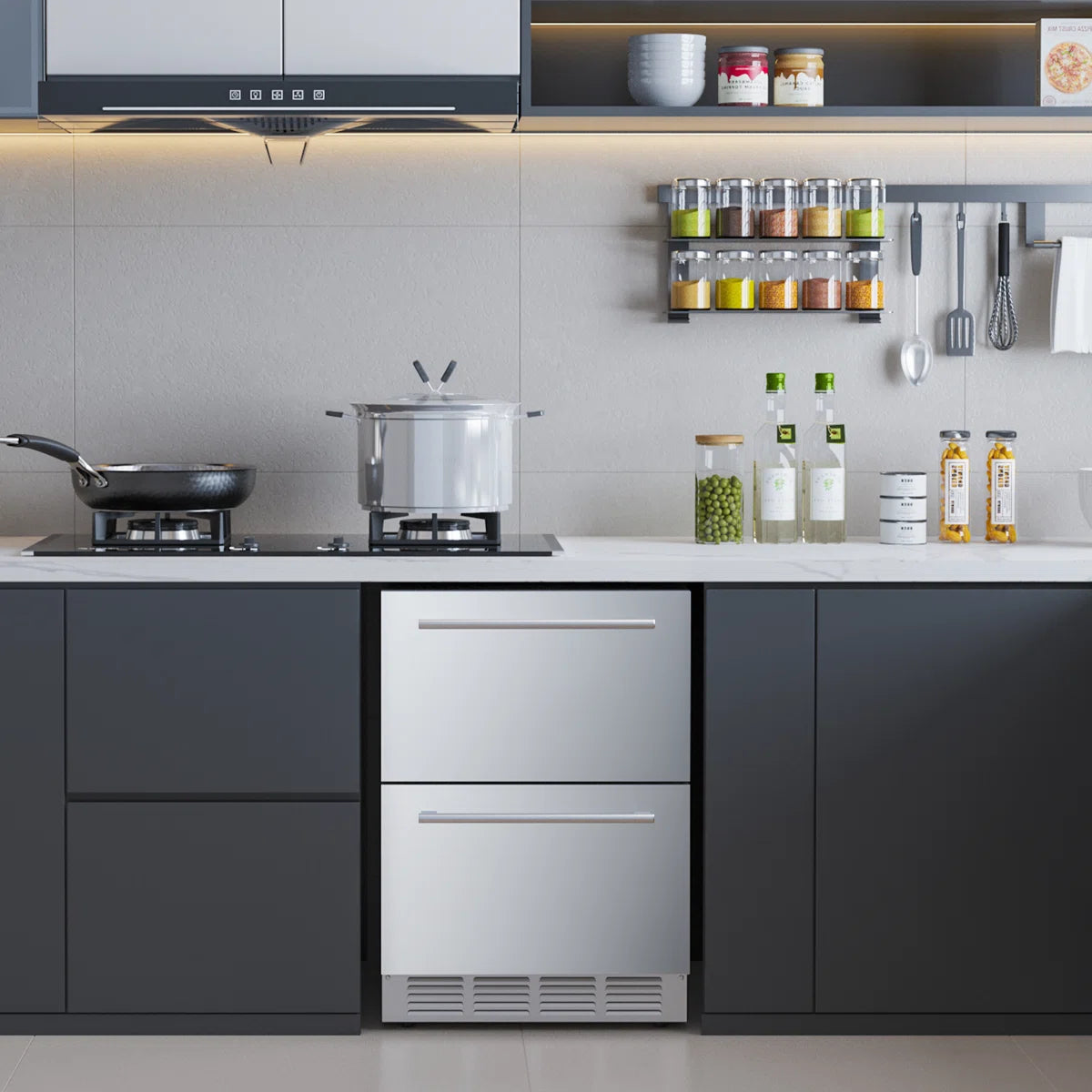 23.4” 5.0 Cu.Ft. Under Counter Stainless Beverage Refrigerator Built-in Or Freestanding.