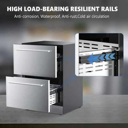 23.4” 5.0 Cu.Ft. Under Counter Stainless Beverage Refrigerator Built-in Or Freestanding.