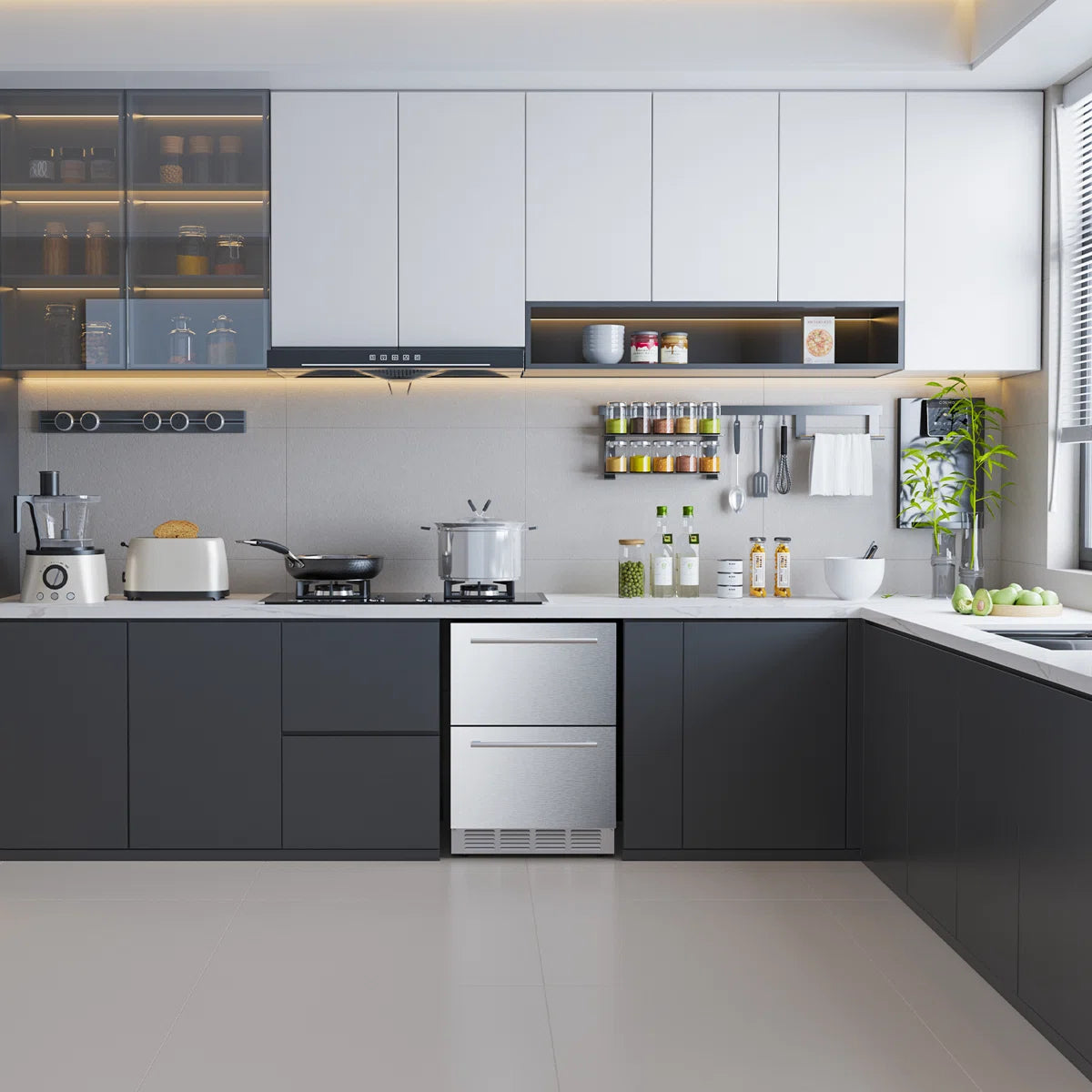 23.4” 5.0 Cu.Ft. Under Counter Stainless Beverage Refrigerator Built-in Or Freestanding.