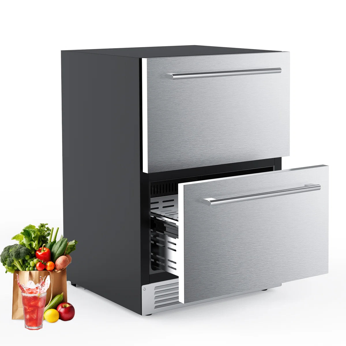 23.4” 5.0 Cu.Ft. Under Counter Stainless Beverage Refrigerator Built-in Or Freestanding.