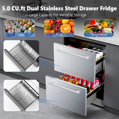 23.4” 5.0 Cu.Ft. Under Counter Stainless Beverage Refrigerator Built-in Or Freestanding.