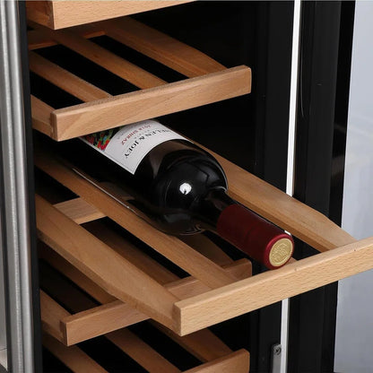 24" Dual Zone Wine Cooler - 20 Bottle & 55 Can Capacity with Quiet Compressor, Blue LED for Home Bar