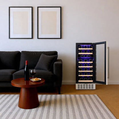 28 Bottle Dual Zone Wine & Beverage Cooler with Digital Lock, emperature Memory Function, Built-In/Undercounter Design, Stainless Steel & Double Tempered Glass Door for Home/Office/Bar