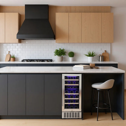 28 Bottle Dual Zone Wine & Beverage Cooler with Digital Lock, emperature Memory Function, Built-In/Undercounter Design, Stainless Steel & Double Tempered Glass Door for Home/Office/Bar