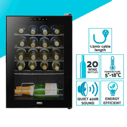 Image of Baridi 20 Bottle Wine Cooler, sleek freestanding design with digital temperature display.