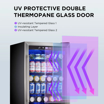 31.5'' H 37 Bottle and 145 Cans Single Zone Freestanding Wine Refrigerator & Beverage Cooler