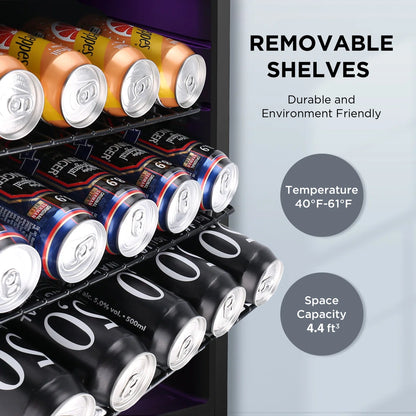 31.5'' H 37 Bottle and 145 Cans Single Zone Freestanding Wine Refrigerator & Beverage Cooler