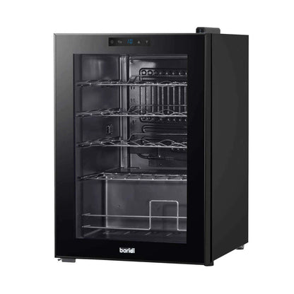 Freestanding 20-bottle wine cooler with digital temperature control and sleek black design.