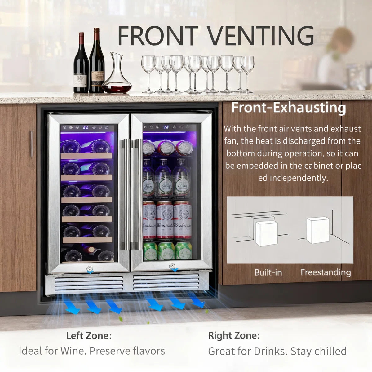 Antarctic Star Dual Zone 23.44'' 39 Bottle and 132 Can Wine & Beverage Refrigerator