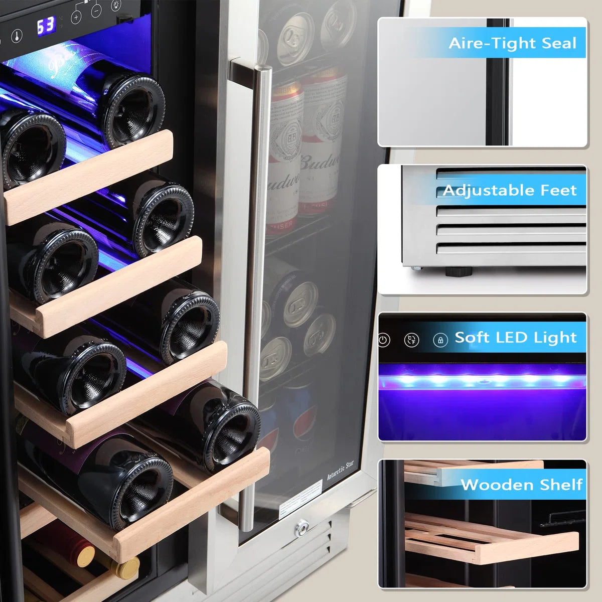 Antarctic Star Dual Zone 23.44'' 39 Bottle and 132 Can Wine & Beverage Refrigerator
