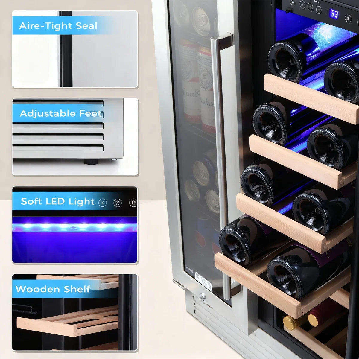 Antarctic Star Dual Zone 23.44'' 39 Bottle and 132 Can Wine & Beverage Refrigerator