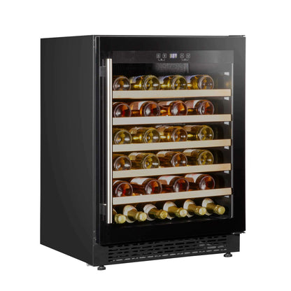 Sleek Baridi wine cooler fridge with digital controls, holding up to 54 bottles.