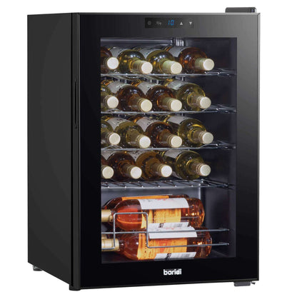 Baridi 20-Bottle Wine Cooler, sleek freestanding design, digital display, holds up to 330mm bottles.