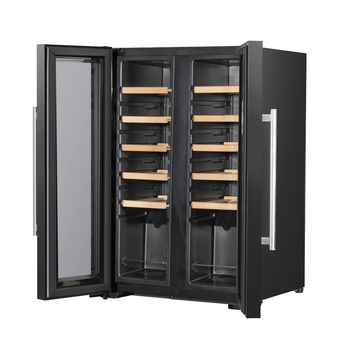 Baridi 24 Bottle Wine Cooler with dual zones, LED light, and mirror glass door. Sleek design.