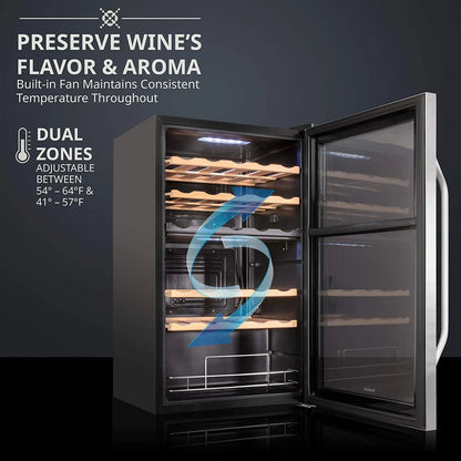 Ivation Dual Zone 19.4'' Freestanding 33 Bottle Wine Refrigerator