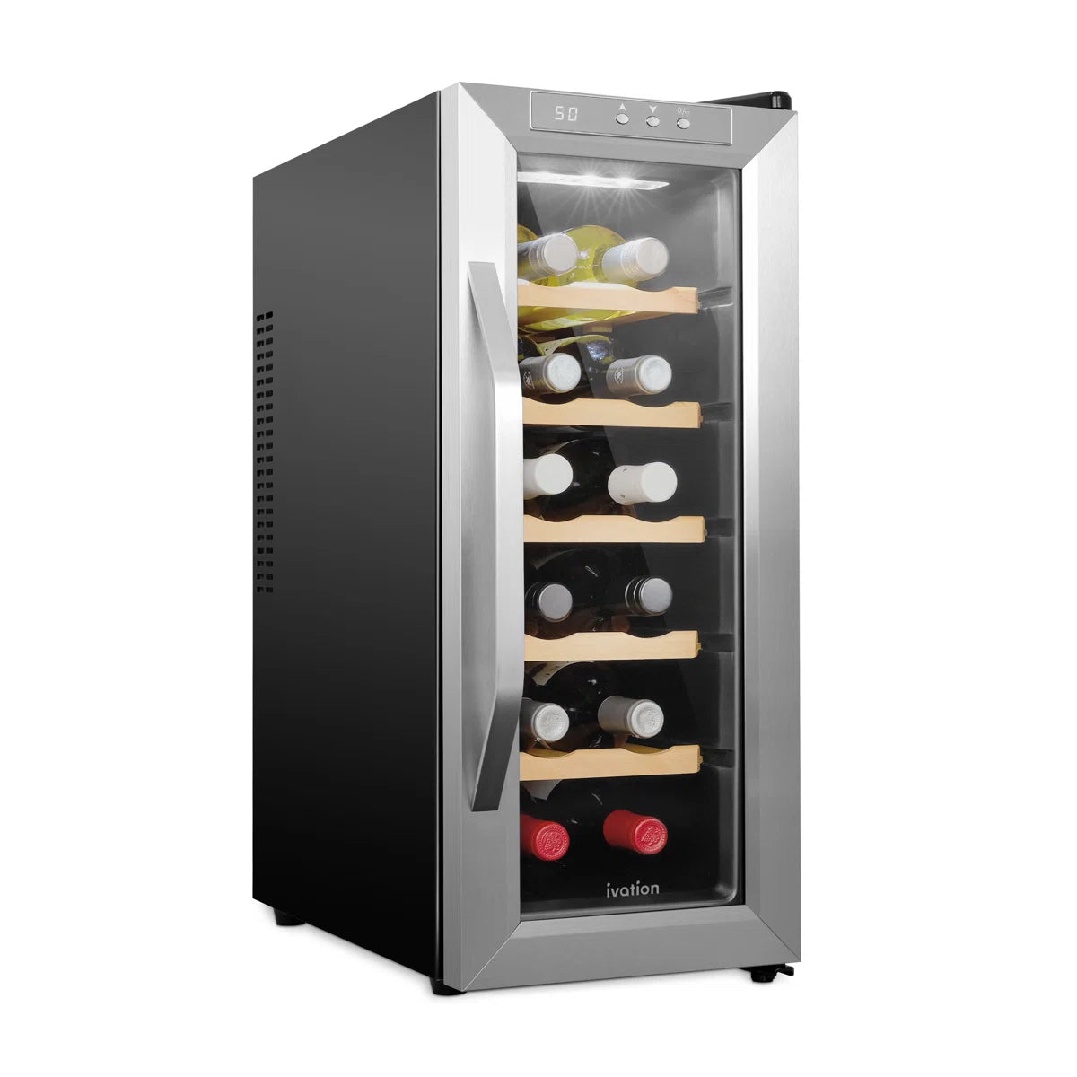 Ivation Single Zone 10.4'' Freestanding 12 Bottle Wine Refrigerator