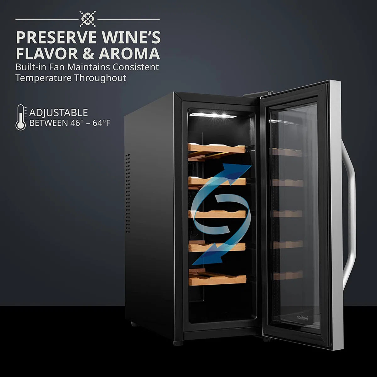 Ivation Single Zone 10.4'' Freestanding 12 Bottle Wine Refrigerator