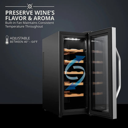 Ivation Single Zone 10.4'' Freestanding 12 Bottle Wine Refrigerator