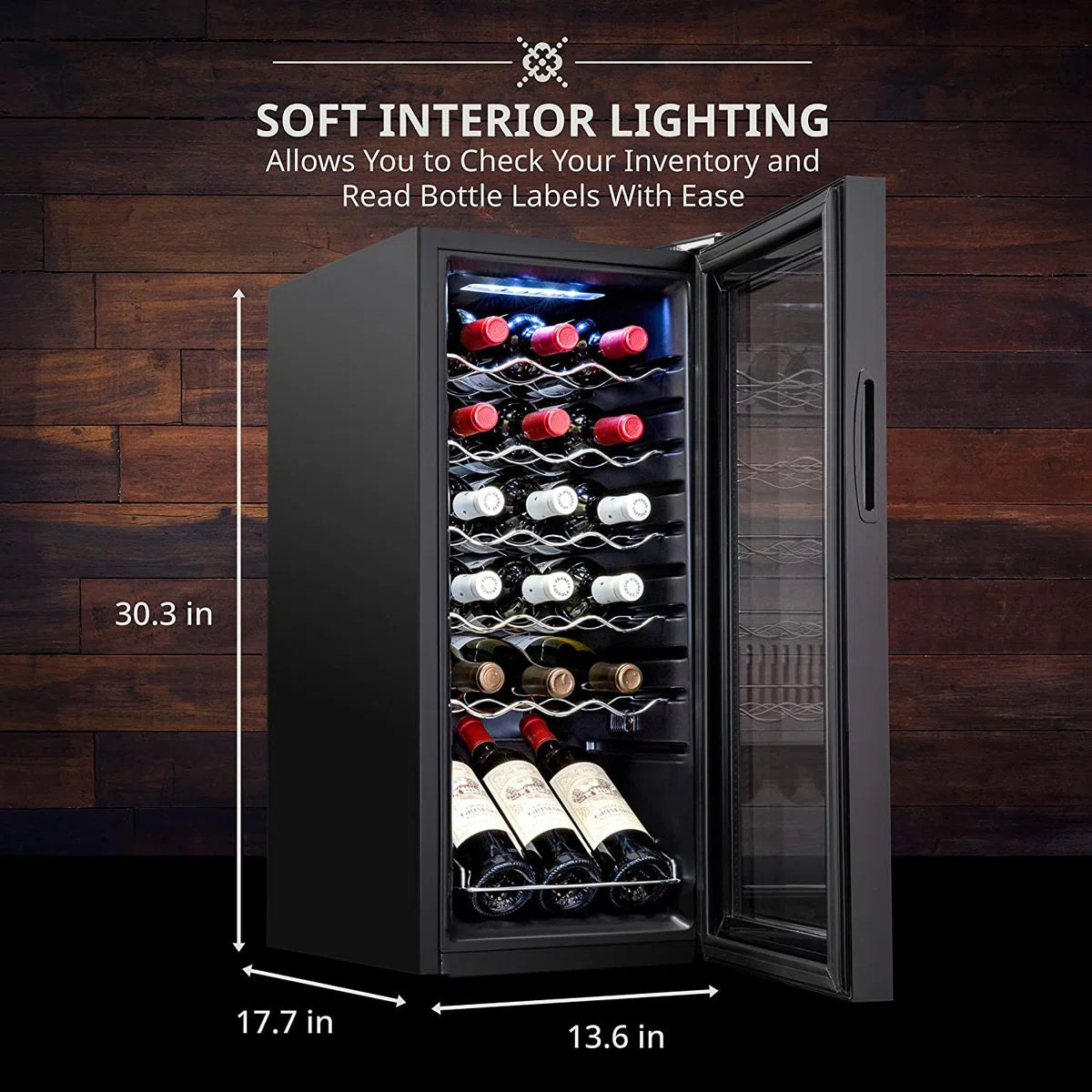 Ivation Single Zone 13.6'' Freestanding 18 Bottle Wine Refrigerator