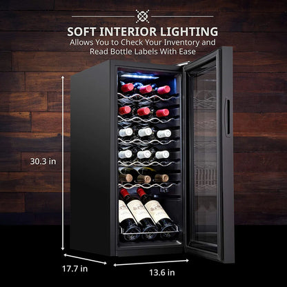 Ivation Single Zone 13.6'' Freestanding 18 Bottle Wine Refrigerator