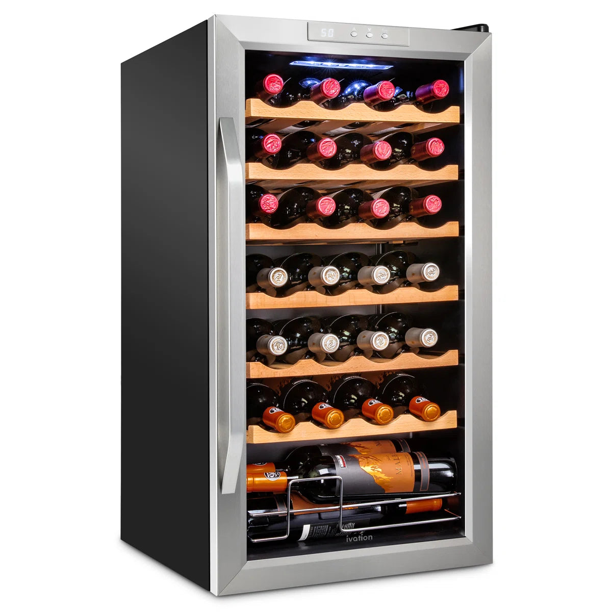 Ivation Single Zone 16.9'' Freestanding 28 Bottle Wine Refrigerator