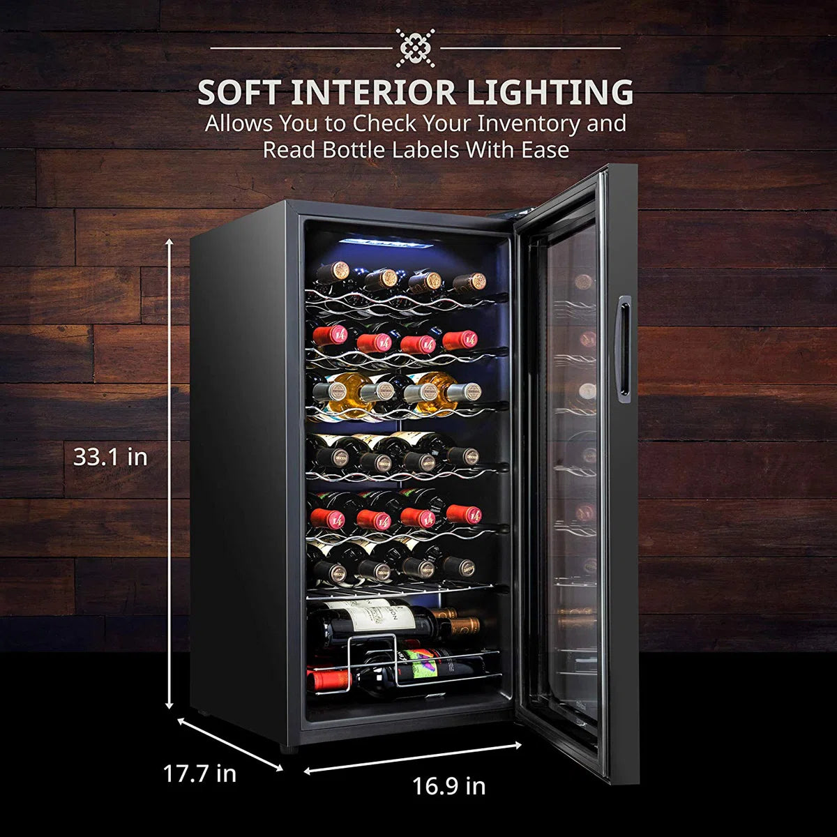 Ivation Single Zone 17.7'' Freestanding 28 Bottle Wine Refrigerator