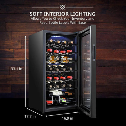 Ivation Single Zone 17.7'' Freestanding 28 Bottle Wine Refrigerator