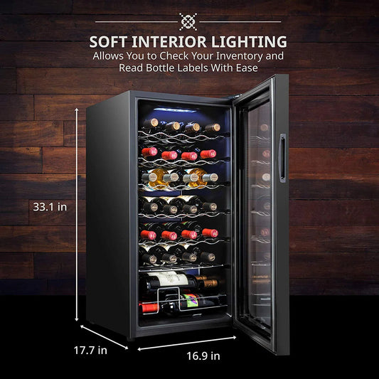 Ivation Single Zone 17.7'' Freestanding 28 Bottle Wine Refrigerator