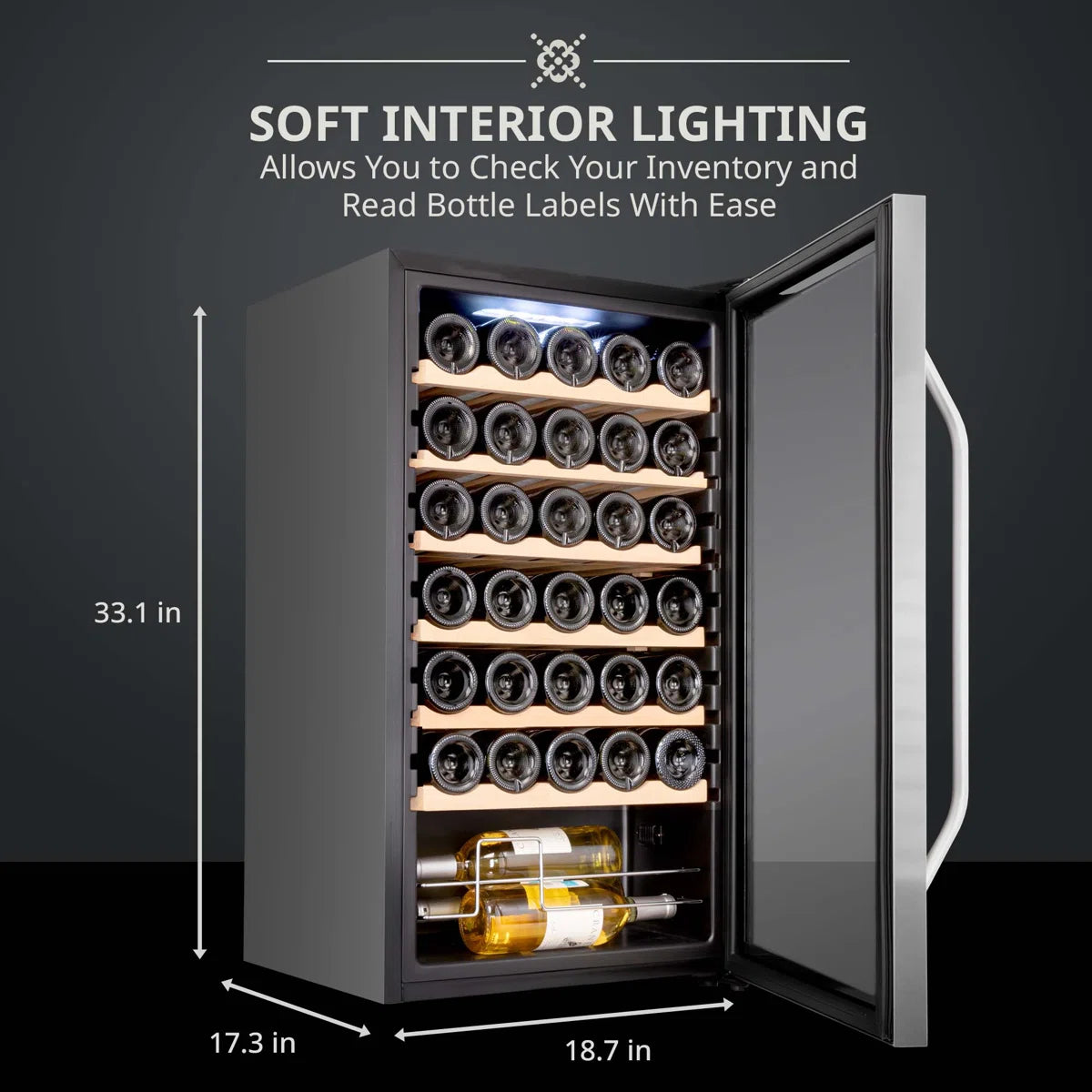Ivation Single Zone 16.9'' Freestanding 24 Bottle Wine Refrigerator