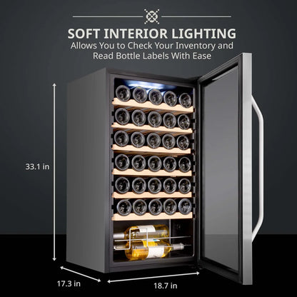 Ivation Single Zone 16.9'' Freestanding 24 Bottle Wine Refrigerator