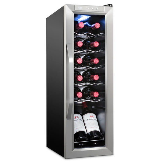 Ivation Single Zone 9.9'' Freestanding 12 Bottle Wine Refrigerator