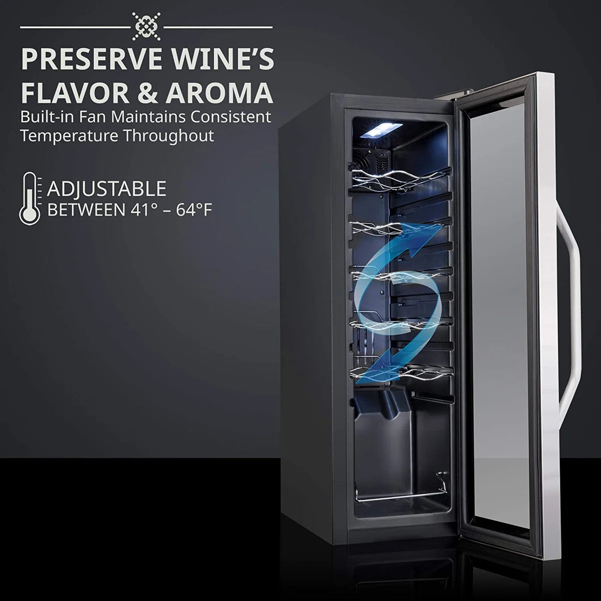Ivation Single Zone 9.9'' Freestanding 12 Bottle Wine Refrigerator