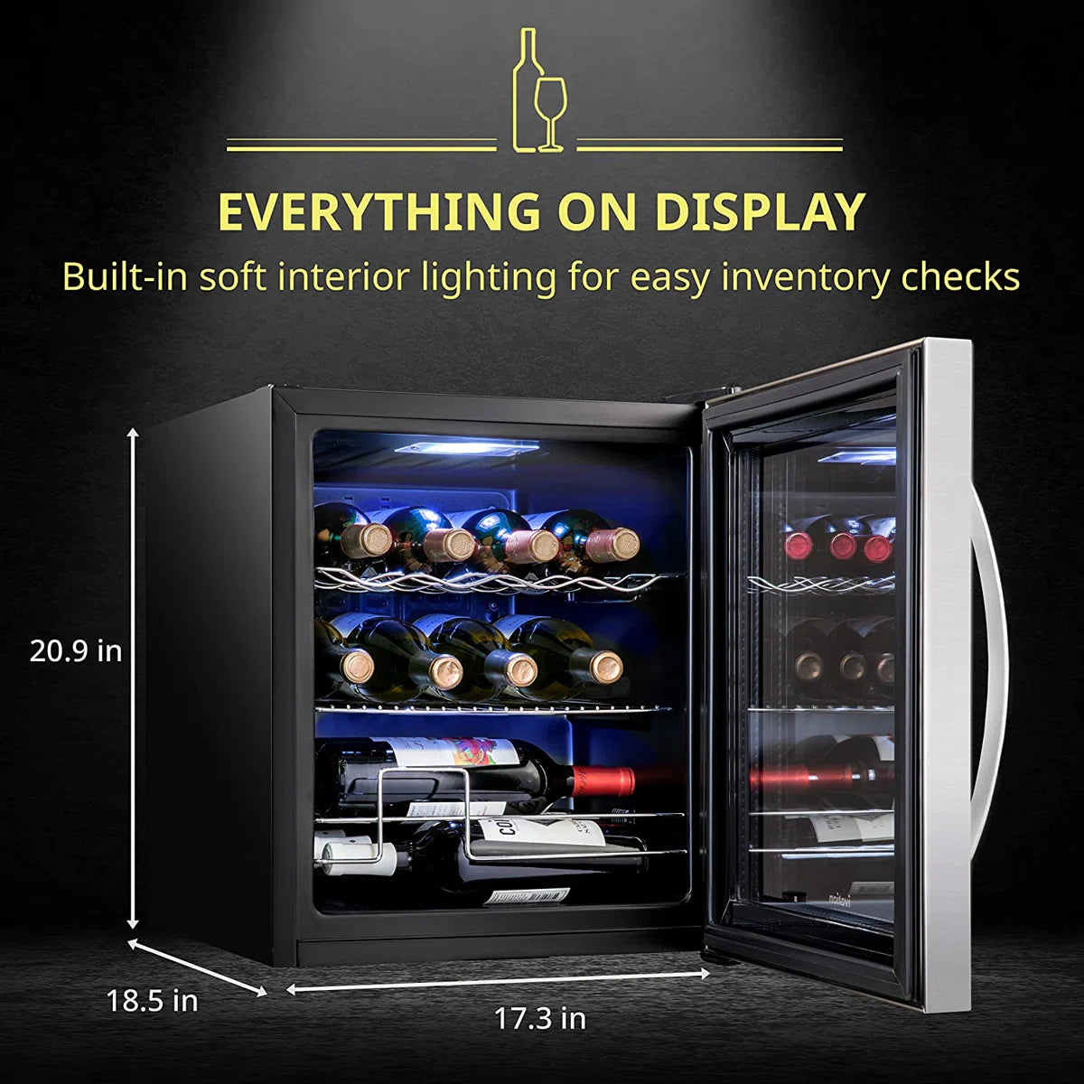 Schmécké 12 Bottle Compressor Wine Cooler Refrigerator w/Lock - Large Freestanding Wine Cellar